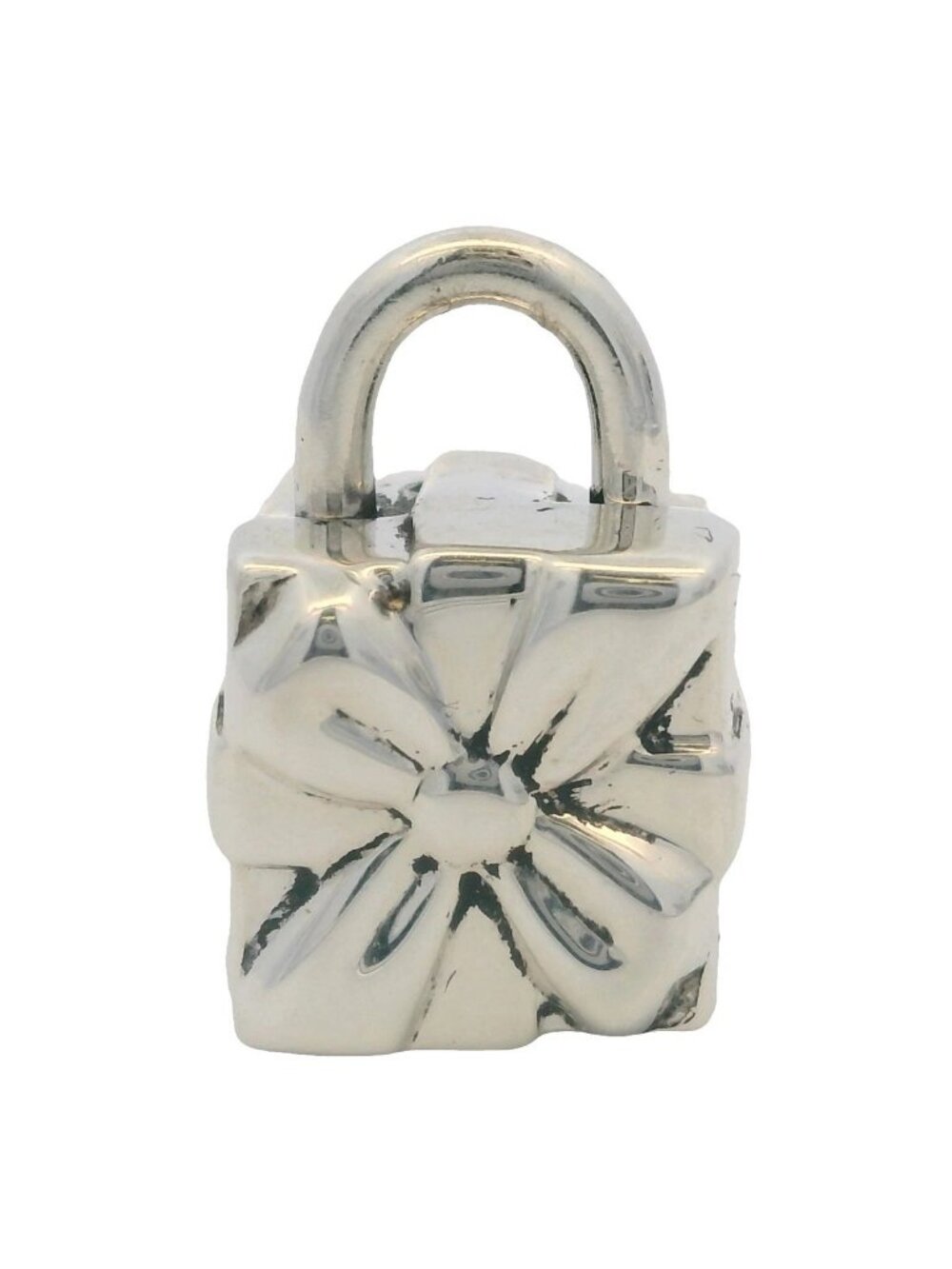 Retired Tiffany & Co Solid 925 Sterling Silver Gift Box Padlock Charm Pendant